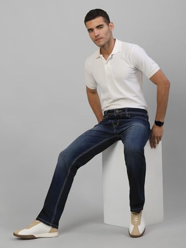 Image of LOUIS STITCH Men's Mid Rise Raw Wash Regular Fit Jeans (LSJNS-CF)