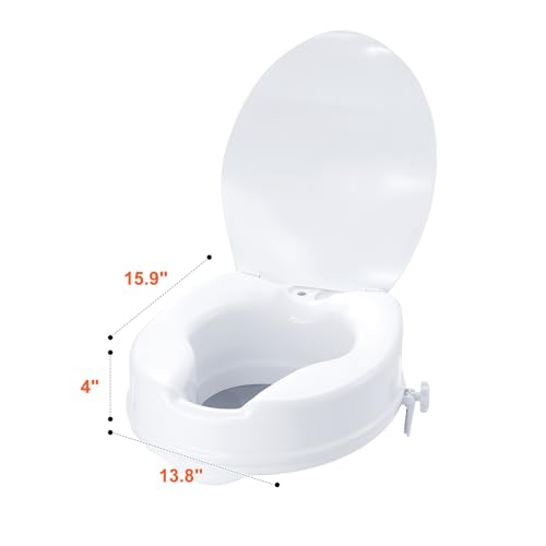 VEVOR Rehausseur de Toilette Universel 100 mm de Haut, Siège de Toilette Surélevé Charge 136 kg, en PP Résistant, Verrouillage par Tige à Vis, pour Personnes Âgées, Handicapés, Patients, Enceintes – vue 9