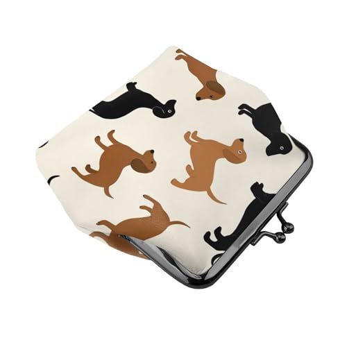 Pu Leather Coin Purse Cartoon Dachshund Weiner Dog Pet Dogs (2) Change Pouch Wallets Buckle with Kisslock Clasp Coin Holder Clutch Handbags for Women Ladies3