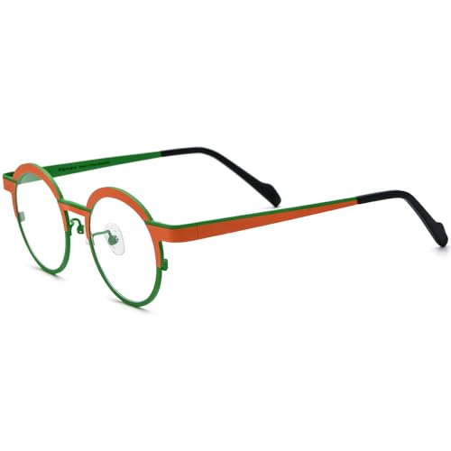 Image of FONEX Colorful Pure Titanium Glasses Frame Women Retro Round Eyeglasses