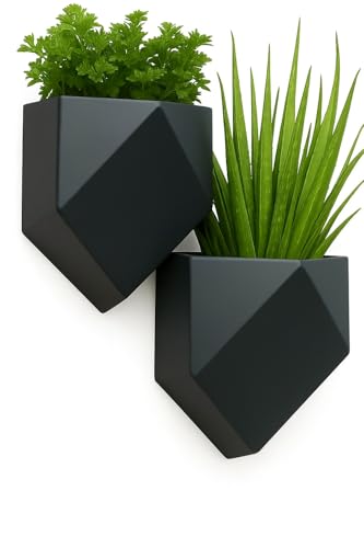 Trius Wholesale Collective Vertical Garden Wall Planters – 2-Pack Modern Matte Black Geometric Pots for Indoor Plants, Wall Vase, Indoor and Outdoor Use 6'
