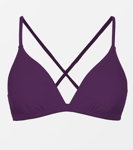 Image of CUPSHE Women's Bikini Top V Neck Triangle Top Crisscross Back Self Tie Spaghetti Straps