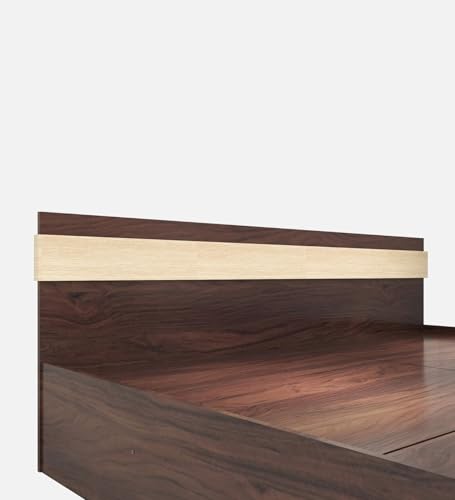 Image of Mintwud Pepperfry Engineered Wood Joben King Size Bed with Box Storage | Wooden Double Bed Cot Palang Furniture for Bedroom, Living Room, Home and Hotel (Walnut Melamine Finish)