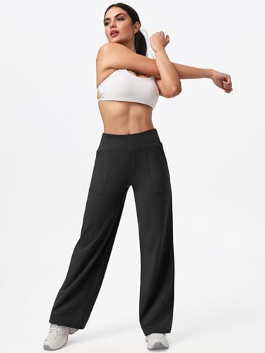 Yoga Pants Women Wide Leg Pants with Pockets High Waist Stretch Dress Casual Sweatpants Petite/Regular/Tall 20253