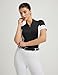FitsT4 Sports Womens Short Sleeve Equestrian Shirts UPF50+ Horse Riding Shirts Breathable Rider Tops Half Zip Black S