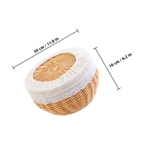 Cesta tejida de madera robusta y multiusos, almacenamiento elegante de alimentos 3