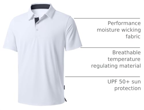 Image of Men's Golf Shirts Dry Fit Moisture Wicking Performance Short Sleeve Collared Polo Shirts for Casual Athletic Business