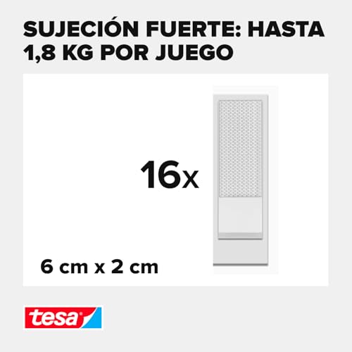 Miniatura 3 de Tesa Powerstrips Click - Tiras Adhesivas Para Sujetar Y Soltar Marcos De Fotos Y Decoración De Pared Sin Taladrar - Tiras Adhesivas Con Sistema De Clic On Y Off - Pequeño - 16 X 2 Piezas