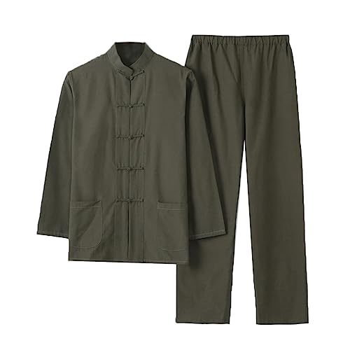 Chemise Kung Fu homme manches longues et pantalon de costume Tang en coton pour Tai Chi