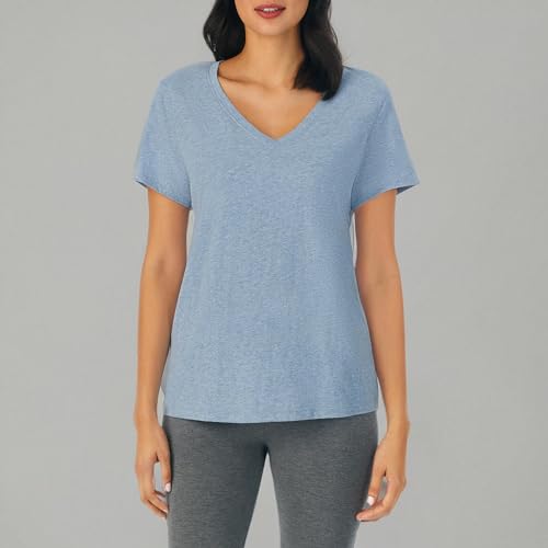 Image of Nautica Womens Sleep Shirt - Lightweight, Breathable Pajama Top - Cotton Knit Jersey V-Neck Sleepwear and Loungewear