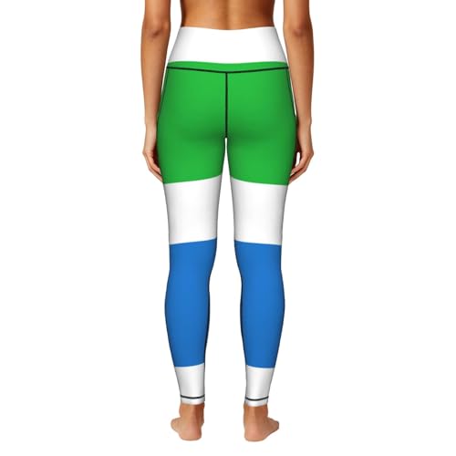 Leggings con estampado de bandera de Sierra Leona con prácticos bolsillos 4