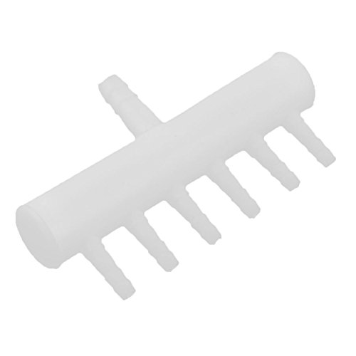 DealMux Plastic Aquarium 6-Way Outlet Air Flow Pump Tubing Splitter Control Valve White