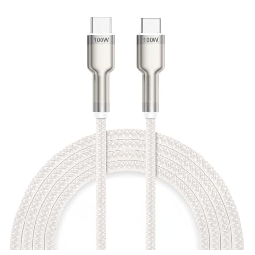 Casepro Cabo Usb C Carregador Celular Tipo C Turbo Fio100w 2 Metros Resistente Nylon Trançado Branco Para Iphone 15 16 Samsung Galaxy S20 S21 S22 S23 S24 Xiomi Branca