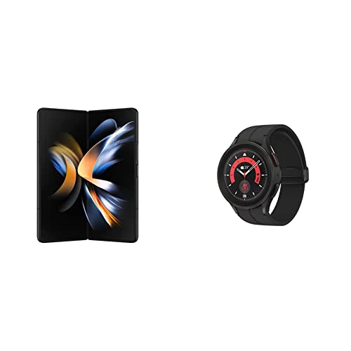 SAMSUNG Galaxy Z Fold 4 Cell Phone, Factory Unlocked Android Smartphone, 512GB, Phantom Black & Galaxy Watch 5 Pro 45mm Bluetooth Smartwatch w/Body, Health, Fitness and Sleep Tracker, Black
