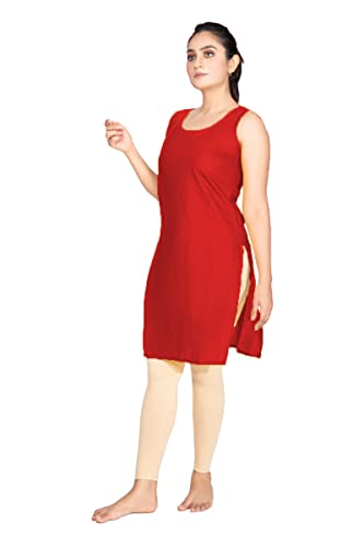 Image of Women's Cotton Long Camisole for Kurti /Suit Slip /Long Inner /Samij for Women Sameej /Knee Length Inner Wear /Sameez /Kurti Slip /Round Neck /Invisible