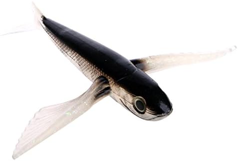 YDZN Fishing Lure Seawater Fishing Bait Flying Fish Lure Boat Trolling Tuna Mackerel Soft Baits -Black