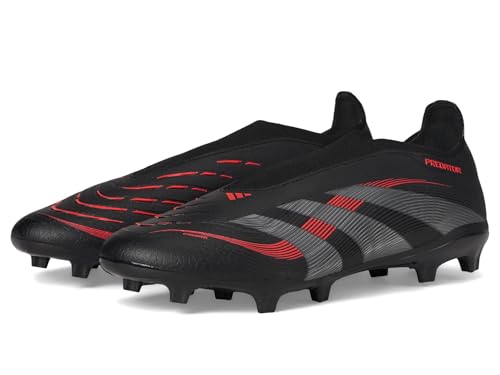 adidas Unisex Predator League Laceless Firm Multi Ground Sneaker, Black/Grey/Lucid Red, 12 US Men