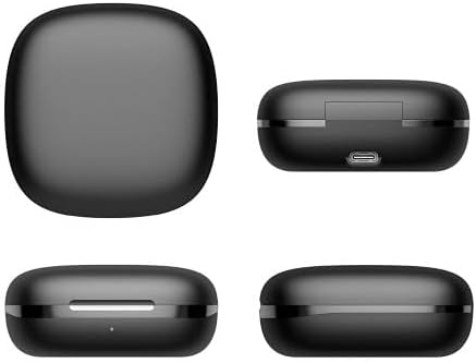 Įvairūs views of the WIWU OWS O300 charging case, highlighting its design and USB-C charging port