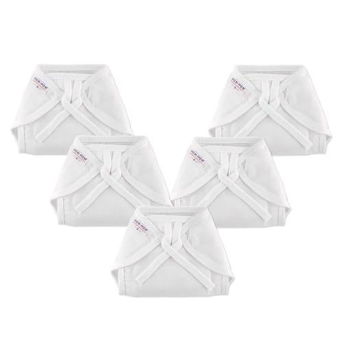 Image of Tie up Nappy For Babies, Reusable, Washable Soft Muslin Cotton Nappy /Langot for New Born Baby | Gentle on Baby Skin | Helps in Potty Training | 1-3 months | Pack of 5 | White