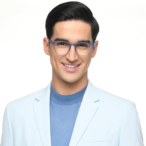Image of HUSTLR Lenskart | Zero Power Bluecut & Antiglare Computer Eyeglasses | Full Rim Square Shape | As Seen On Shark Tank | For Men & Women | Medium | LB E14058-W
