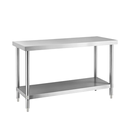 DARDVORLAG Edelstahl Arbeitstisch mit Ablage 120x60x80cm