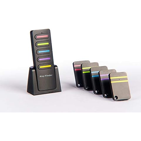 Wireless Key Finder Object Locator - with Flashing LED Light, 5 Fobs, Small Cover