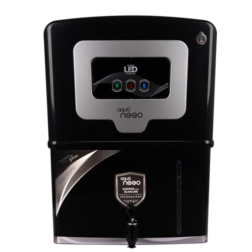 Image of Aqua Neeo RO Water Purifier Active Copper With B12 Alkaline + RO + UV + UF + MTDS Controller minerals water Premium Black 13 Litter(Made in india)