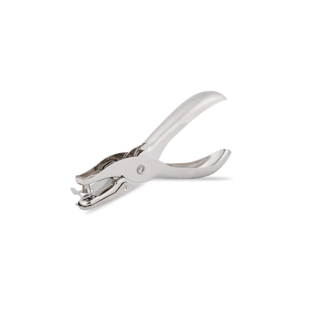 AIBULO 3-Pack Single Hole Punch | Chrome Metal Handheld 6mm Hole Puncher for Tags, Scrapbooking, DIY Crafts, Cards, Office Paper | One Hole Punch with Waste Catcher | 10 Sheet Punching Capacity