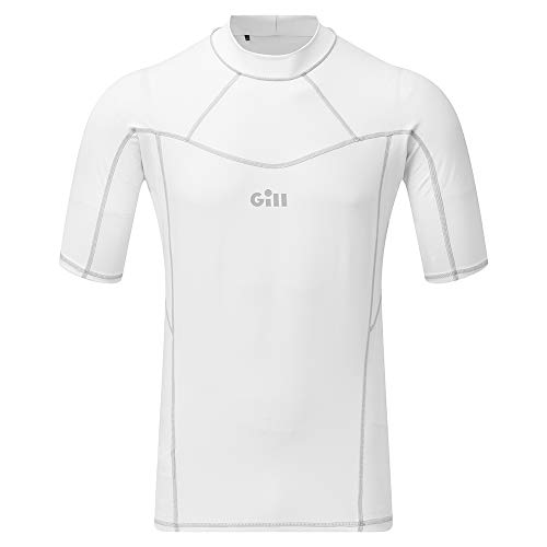 Gill Camiseta de Lycra de Manga Corta Profesional con protección Solar UV 50+ para Deportes acuáticos, Surf, Paddle Board, Kayak para Hombre Blanco L