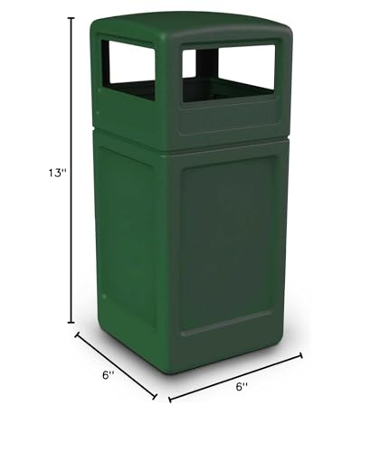 Image of Commercial Zone-73295399 PolyTec 42 Gallon Square Waste Container with Dome Lid Color: Green