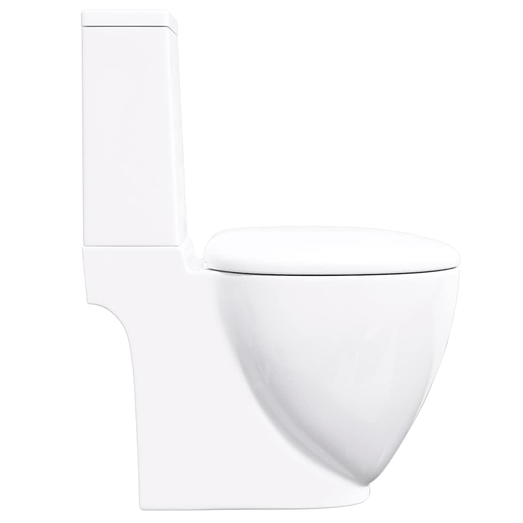 Inodoro De Cerámica Con Cisterna Blanco Horizontal