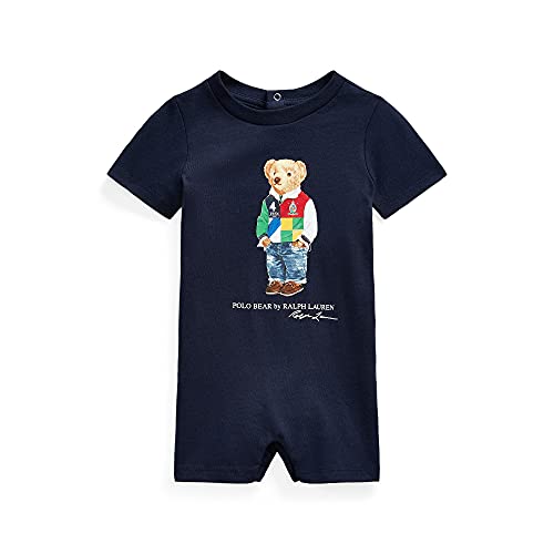 Polo Ralph Lauren Baby Boy Polo Bear Cotton Interlock Shortall (Cruise Navy(572505), 6 Months)