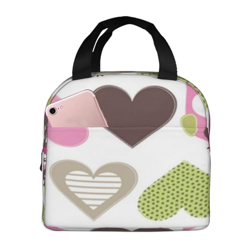 保温ランチバッグ 大容量 防水 熱漏れ防止 おしゃれで丈夫 仕事や学校、アウトドアに便利 男女兼用 (赤ちゃんの子供っぽい柄 フクロウとハートが愛らしい動物)