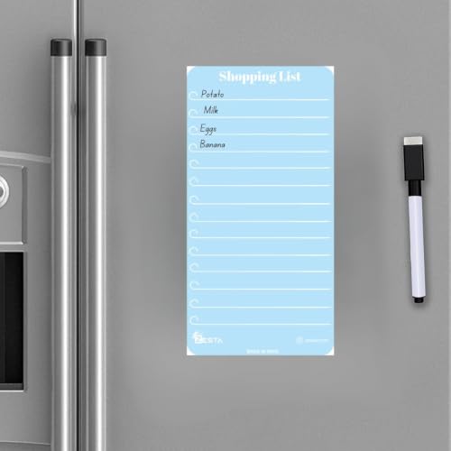 Image of Zesta Vinyl Magnetic Planner for Fridge | Cute Weekly Planner /Meal Planner with Marker | Rewritable Magnetic White Board for Fridge (Pastel Blue)
