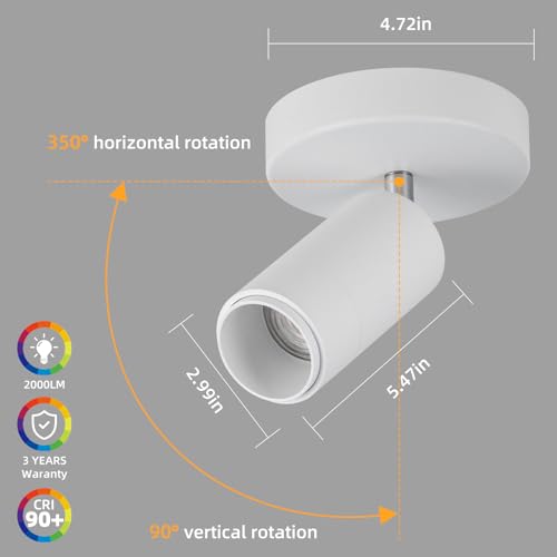 Image of LED Ceiling Spotlight Directional Lighting Indoor Spotlights(White) | Zoomable15-60,5CCT /2700K-5000K,Dimmable,12W,For Living Room Gallery Art Lighting