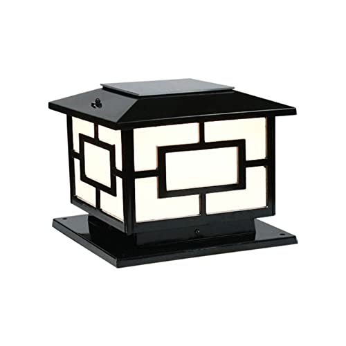 Lámpara solar cuadrada vintage para exteriores, IP65, impermeable, de aluminio, lámpara tradicional para paisaje, montaje en poste, farol negro para decoración de patio