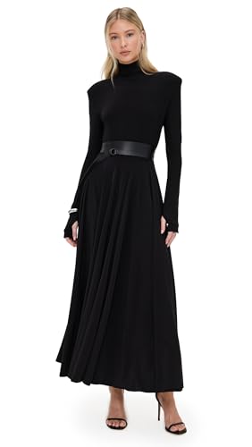 Norma Kamali Women's Shoulder Pad Turtle Flared Dress