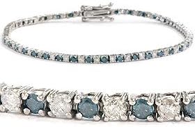 P3 POMPEII3 Pompeii 1 1/2ct Blue and White Diamond Tennis Bracelet 14K White Gold
