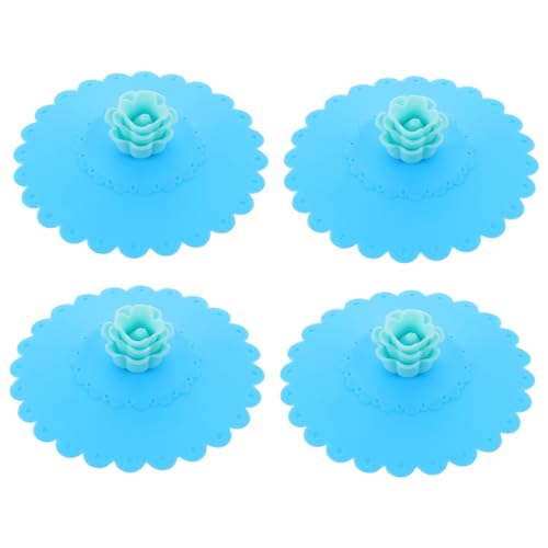 VINTORKY 4 Piezas Tapa De Taza De Silicona Funda Protectora De Copa Tazas Con Tapas Tapa De La Taza Silicio Bebida Cubre Cubiertas De Vaso Tapas De Tazas Sacar Gel De Sílice Blue