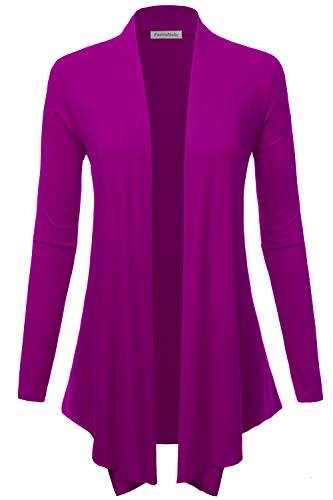 Image of Women's Drape Front Open Cardigan Long Sleeve (S-2X, Made in USA)