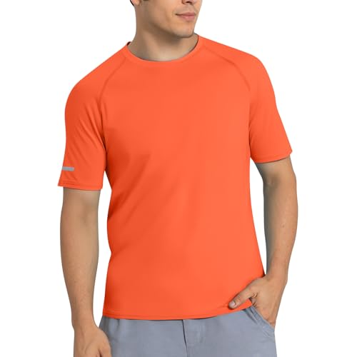 Camisetas Hombre Camisa Manga Corta Potente Camiseta de Manga Corta para Hombre Deporte Correr Gimnasio Entrenamiento, naranja, L