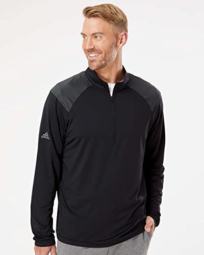 adidas Mens Shoulder Stripe Quarter-Zip Pullover, M, Black2