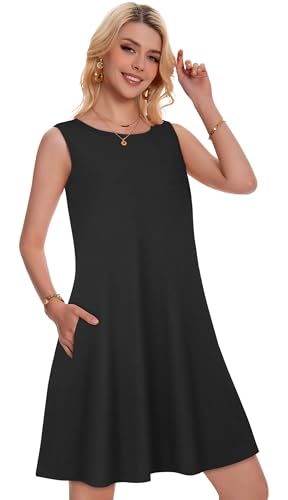 Image of Summer Dresses for Women Beach Boho Sleeveless Vintage Floral Flowy Pocket Tshirt Tank Sundresses 2026