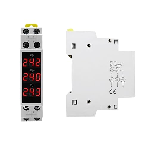 Compteur de tension triphasé à affichage LED BV-3R pour rail Din