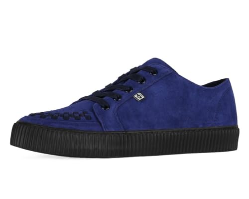 T.U.K. Ribbed Sole Sneaker Sapatilhas modernas para homens e mulheres - estilo skate, punk, rock e gótico em pele, camurça e lona, Navy Suede, 43 UE