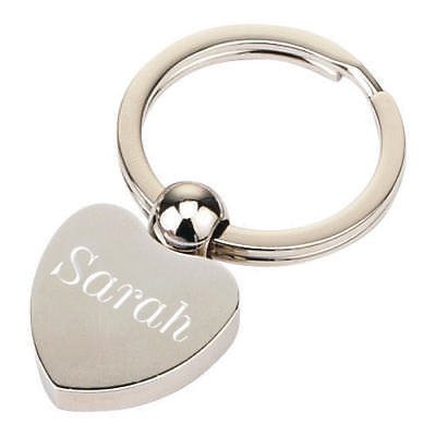 Personalised Silver Nickel Plated Heart Keyring Engraved With Any Message - Enter Your Custom Text
