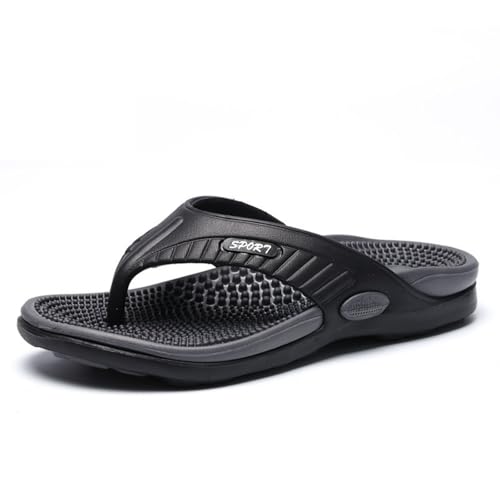 Mens Sport Flip Flops Arch Support Recovery Casual Acupressure Sandals Indoor Beach Shower Breathable Lightweight Slippers Slides Non Slip Water Shoes for Plantar Fasciitis Flat Feet Heel Pain Relief