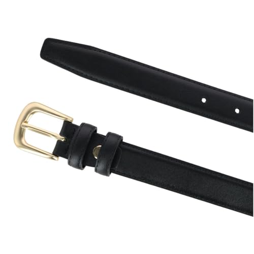CTM Women's Leather Adjustable Belt with Statement Buckle2