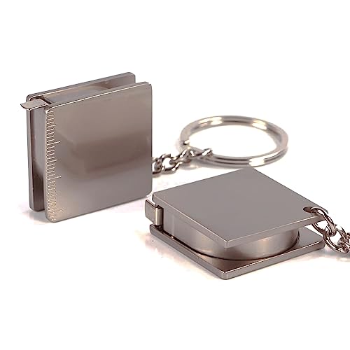 2Pcs Portable Full Metal Mini Ruler Tape Measure Multifunctional Keychain Key Ring