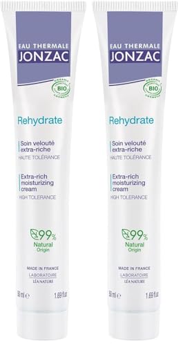 Eau Thermale Jonzac - Soin velouté extra-riche - Rehydrate - Peaux déshydratées, même sensibles - Certifié Bio Cosmos Organic - Tube de 50 ml (Lot de 2)